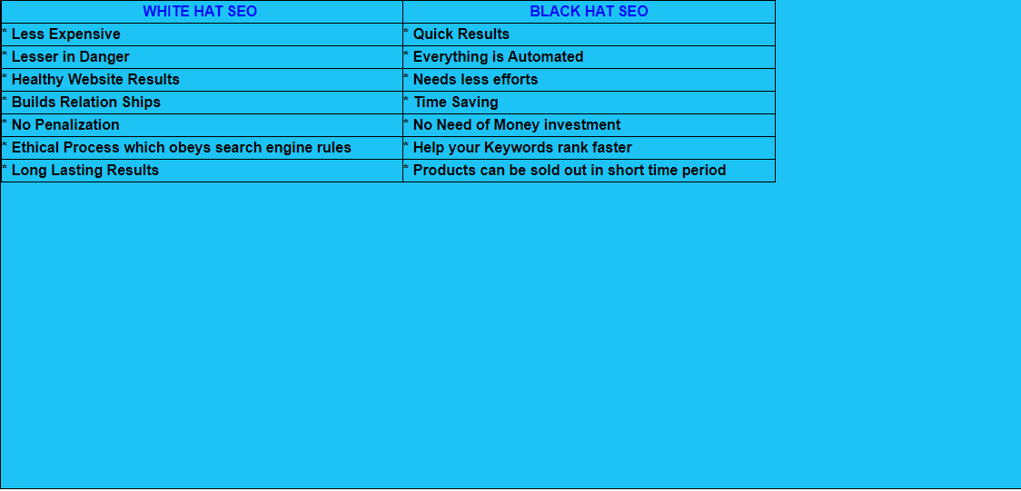 uses of white hat seo vs black hat seo techniques